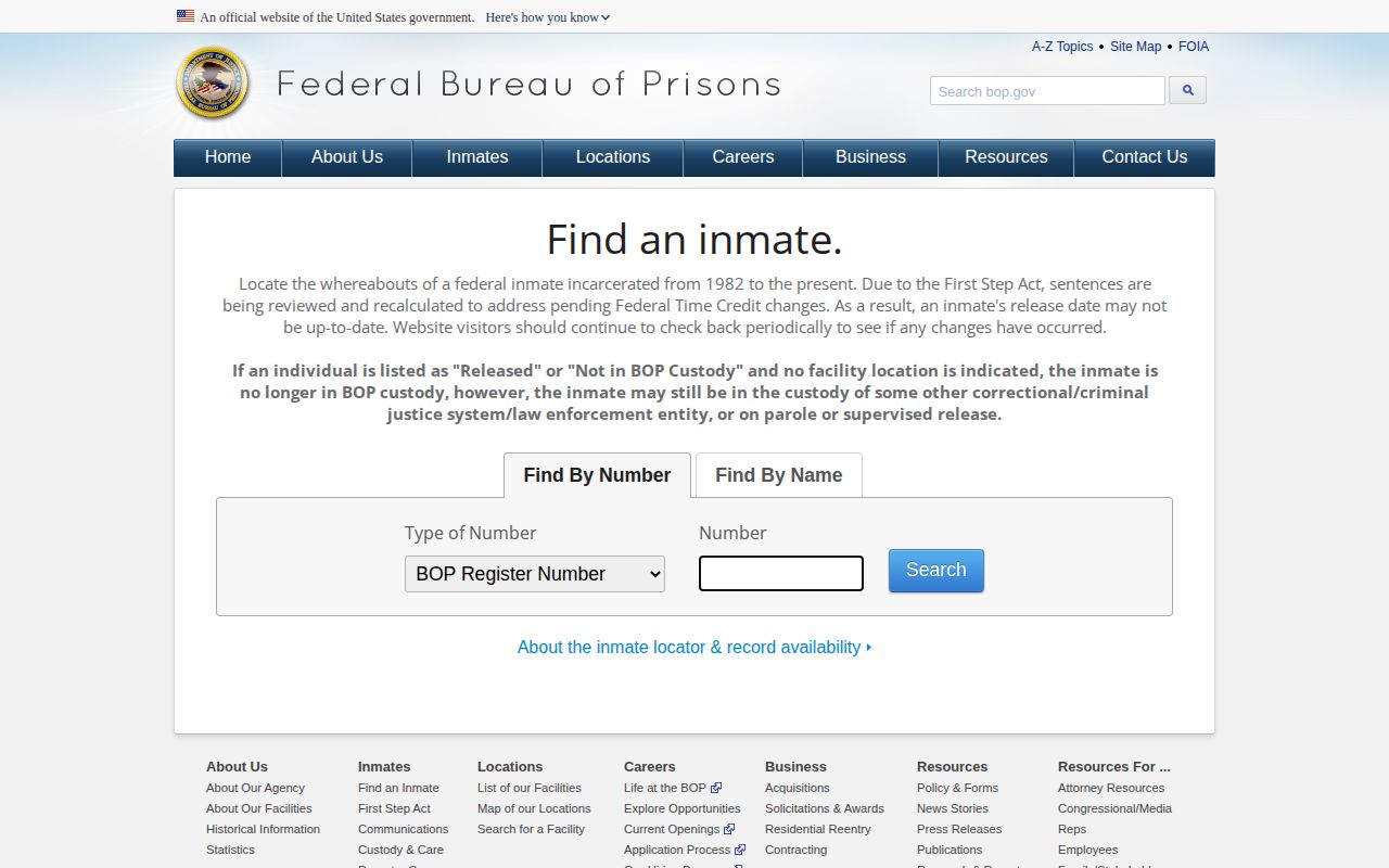 Crow Wing County released inmate federal BOP locator